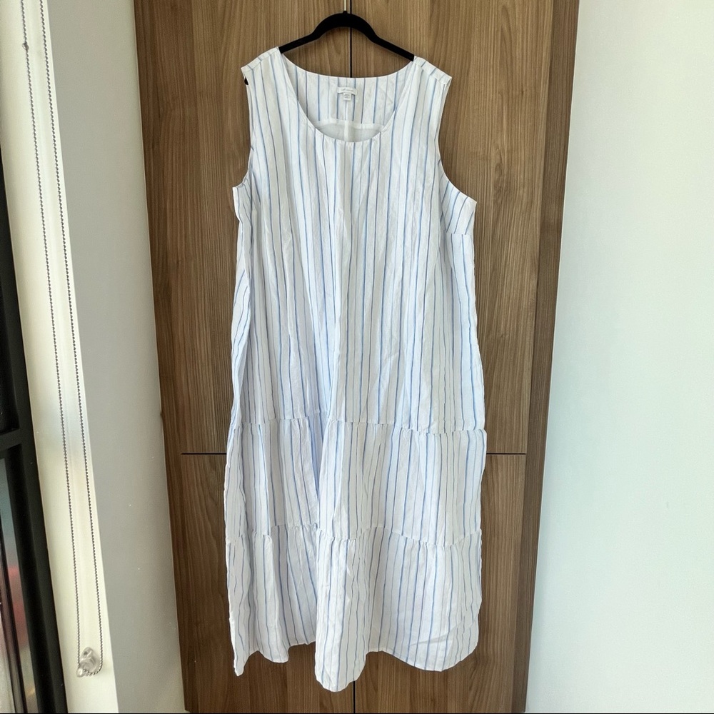 J. Jill Love Linen Striped tiered maxi dress